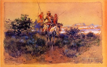 return of the navajos 1919 Charles Marion Russell Oil Paintings